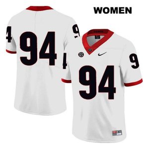 Women's Georgia Bulldogs NCAA #94 Michael Barnett Nike Stitched White Legend Authentic No Name College Football Jersey UWL6854WN